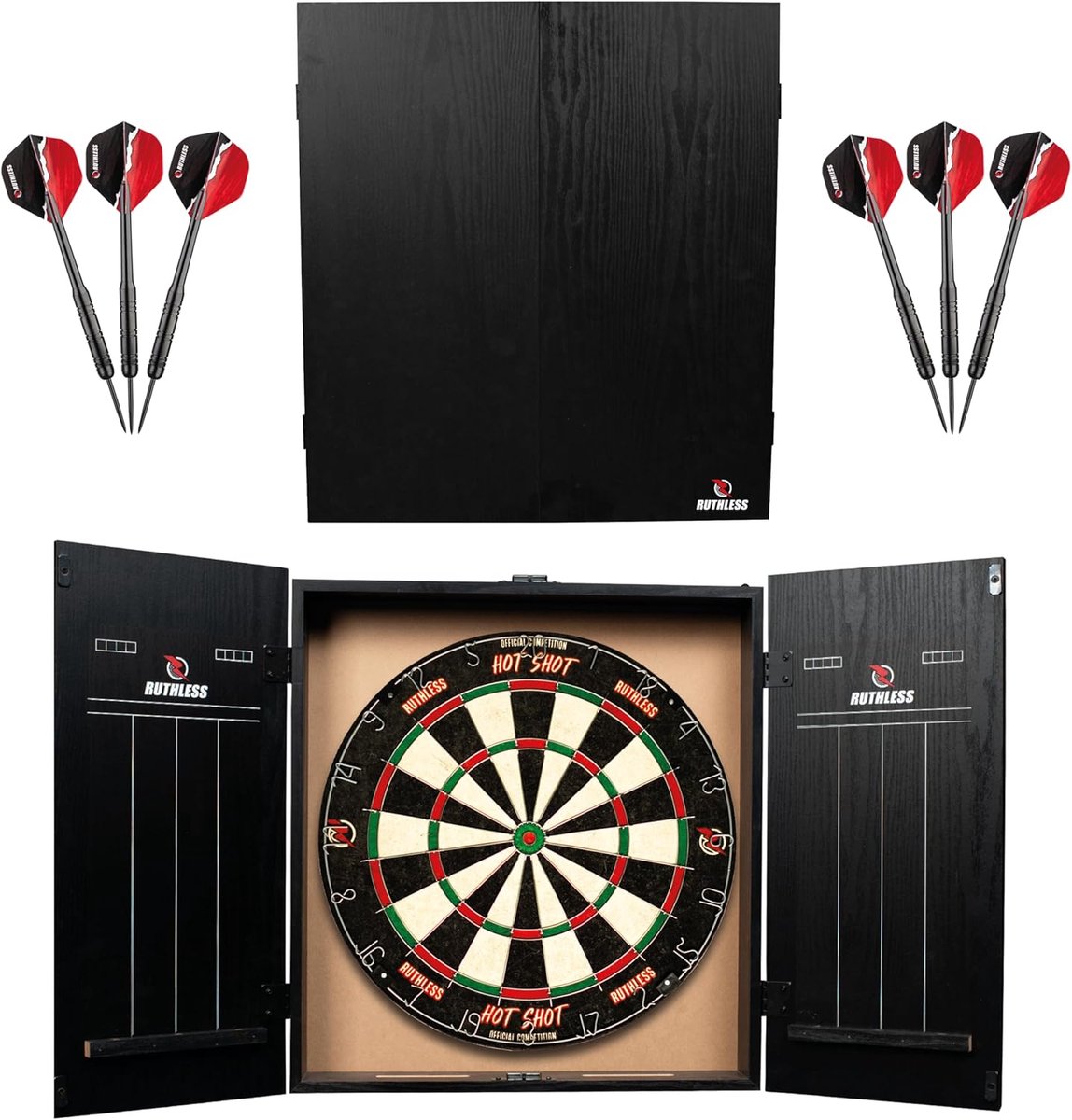 Compleet Dartbord Centrum met LED Verlichting en Twee Dartsets voor Thuisgebruik