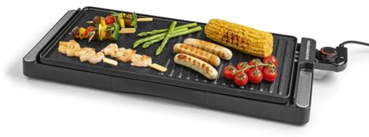 Elektrische Tafelgrill met Rookvrije Functie en Traploze Temperatuurinstelling – Ideaal voor BBQ en Raclette