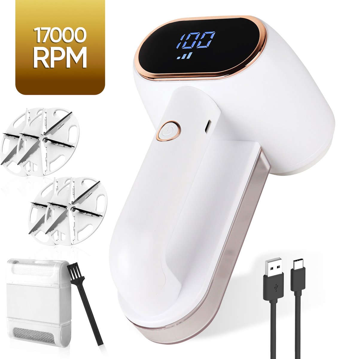 Bol.com MostEssential Premium Elektrische Pluizenverwijderaar LR218 – Pluizentondeuse - USB-C Snellaadfunctie - Draadloos - 2000... aanbieding