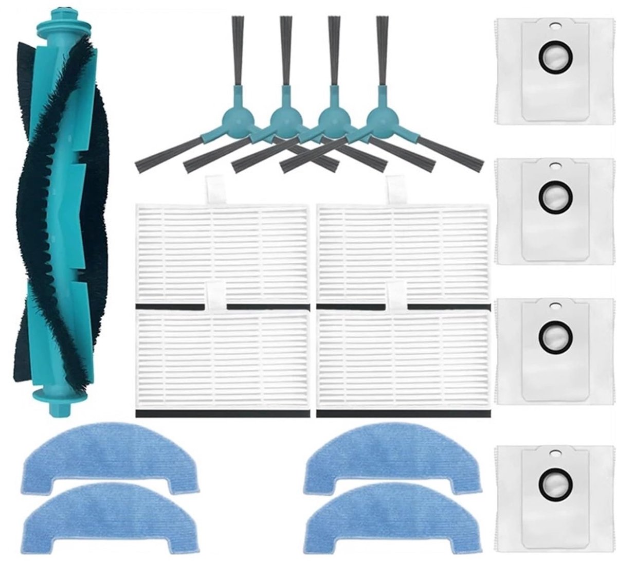 Vervangstukken - geschikt voor Conga 2499 Ultra Home Advanced - 2499 Ultra X-Treme - 2299 Ultra Robotstofzuiger - Accessoireset - voor robotstofzuiger met dweilfunctie - voor robotstofzuiger met laadstation - 17 stuks