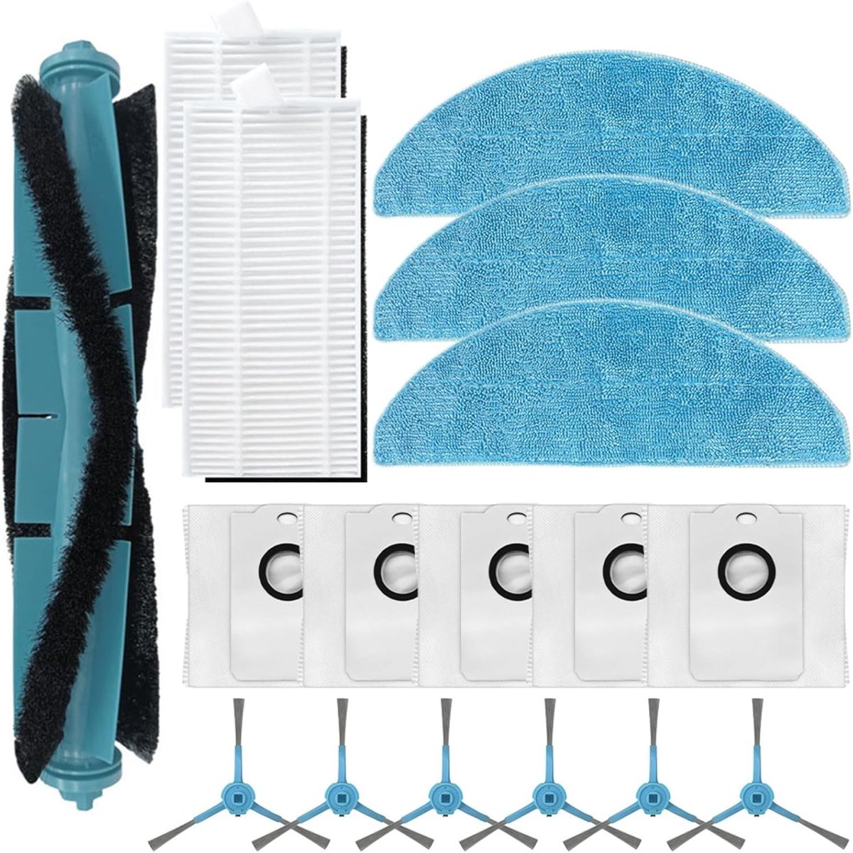 Vervangende onderdelen - geschikt voor Cecotec Conga 8290 Immortal - 7490 Immortal - Accessoireset voor Robotstofzuiger - Stofzuiger Onderdelen - stofzuigeronderdelen - stofzuigerzakken - vacuum cleaner - 17 stuks