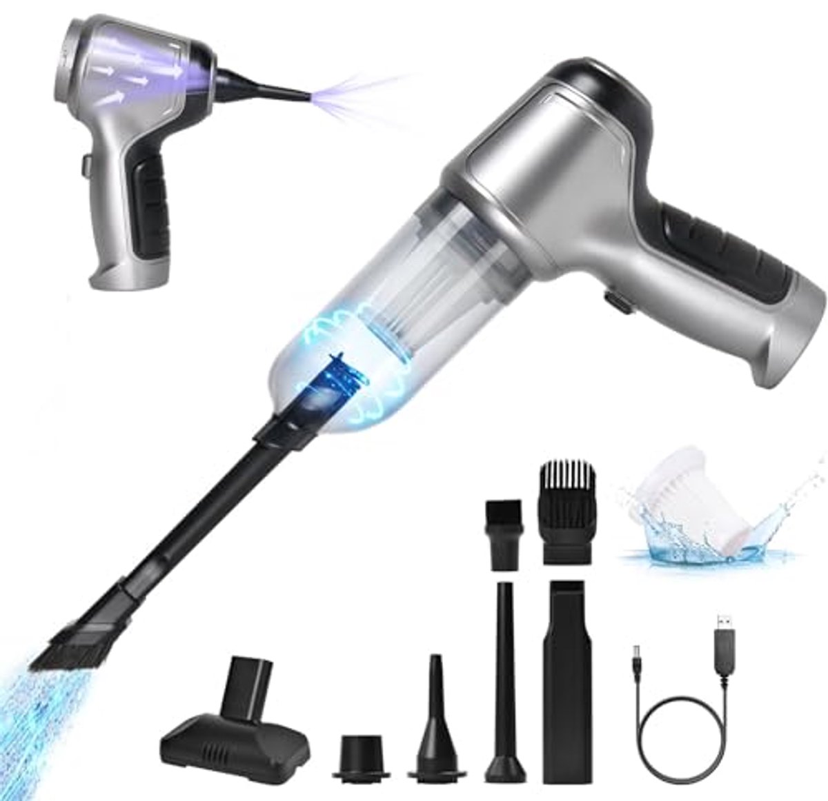 Draadloze 3-in-1 Handstofzuiger - Mini Accu Stofzuiger voor Auto