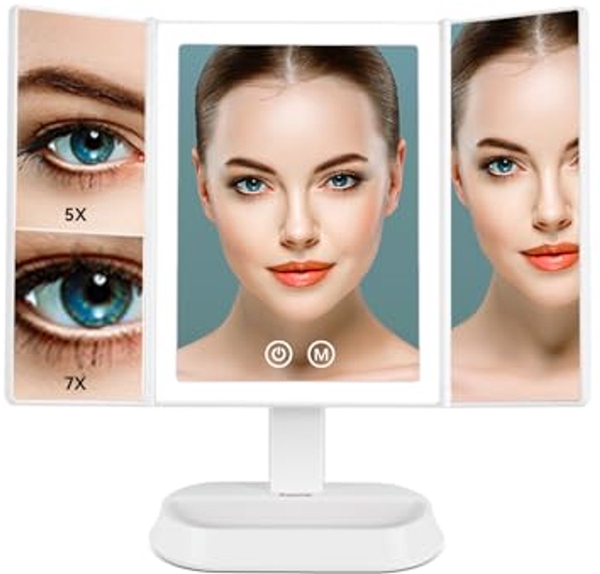 Make-up Spiegel met LED Verlichting en Draaibare Functie - 1x, 5x, 7x Vergroting