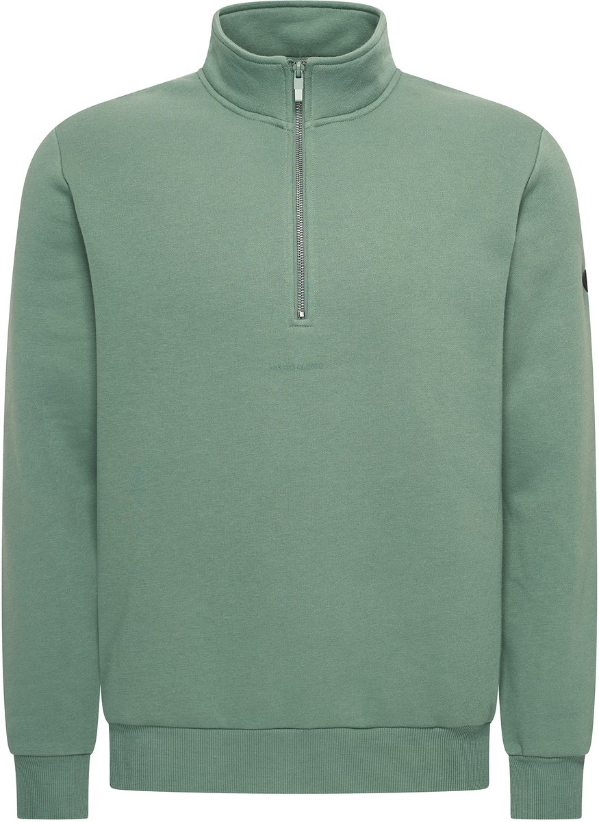Mario Russo Basic Sweater Half Zip - Trui Heren - Sweater Heren - Coltrui Heren - Half Zip Heren - Eend Groen