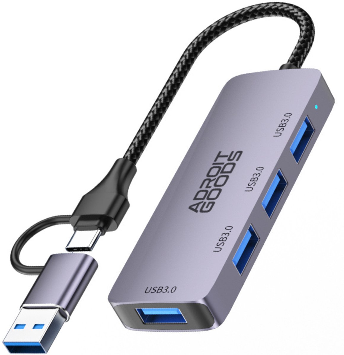 AdroitGoods USB 3.0/2.0 hub – 4 poorten – 5Gbps - Type-C 4-in-1 Hub - Usb-A/Usb-C