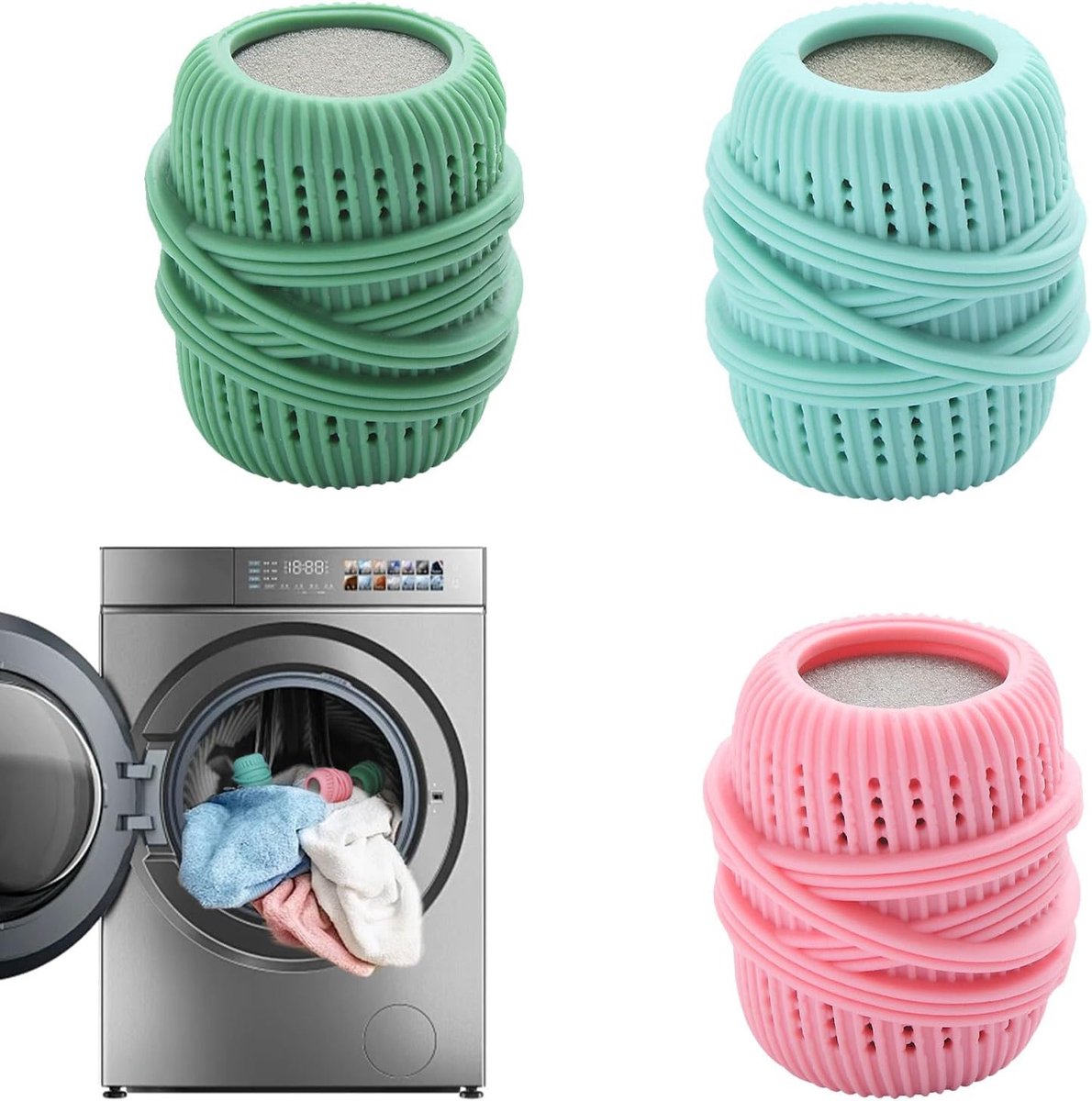 3 stuks Wasmachine Wasbal, Wasontharder Dispenser, Herbruikbare Droger Bal, Stof Wasverzachter Bal, Herbruikbare Droger Ballen, Wasverzachter Dispenser Bal voor Wasmachine, Droger, Huishoudelijke