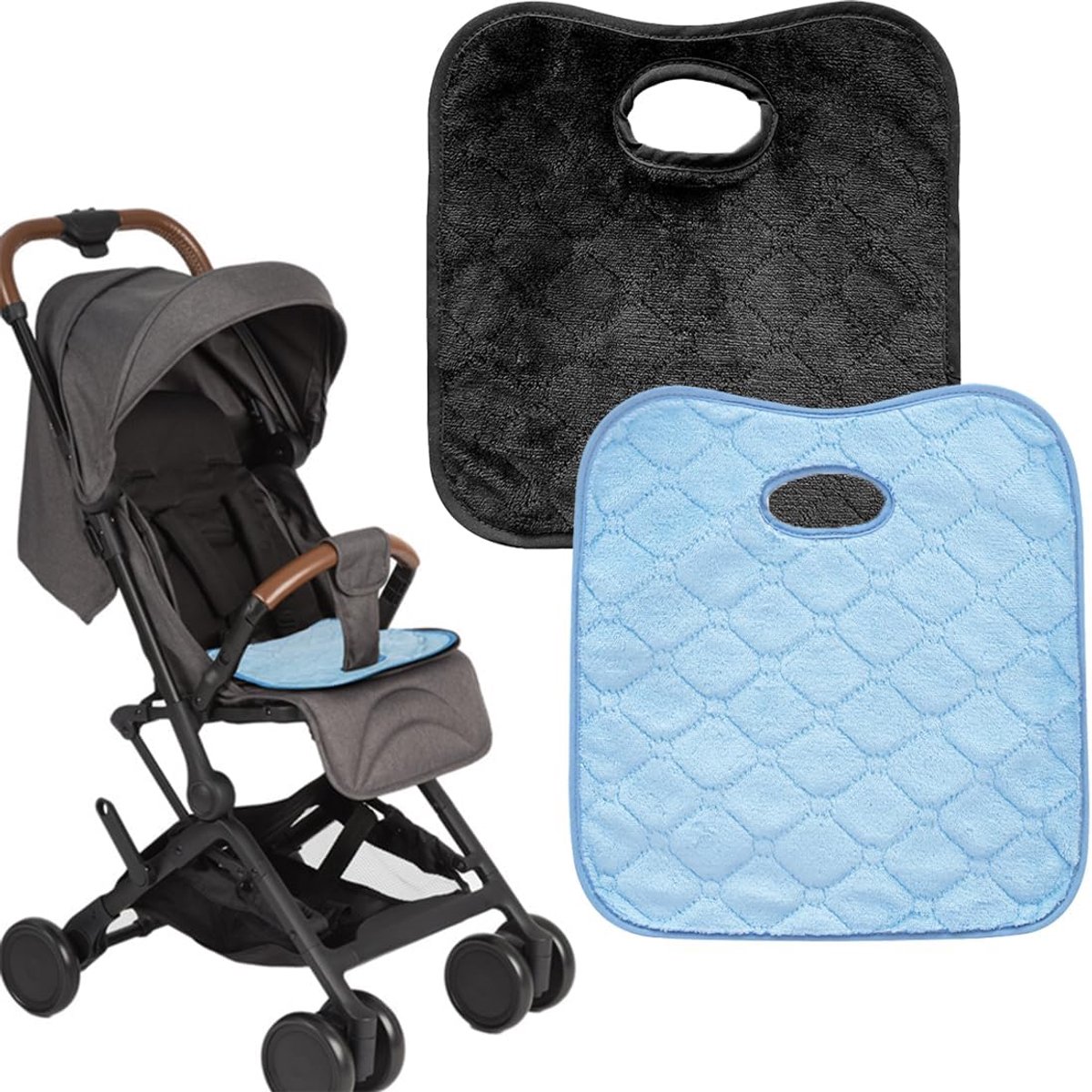 Autostoelhoes voor kinderen, waterdichte autostoel, kinderzitje, kinderwagenbekleding - zindelijkheidstrainingset (2-pack) zwart, blauw