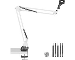 PromoHome Microfoon Arm Bureaustandaard met 3/8" tot 5/8" schroef, kabelbinders Geschikt voor Blue Yeti Snowball Yeti X Quadcast, Max Load 3,3 lb/1,5 kg, NW-35