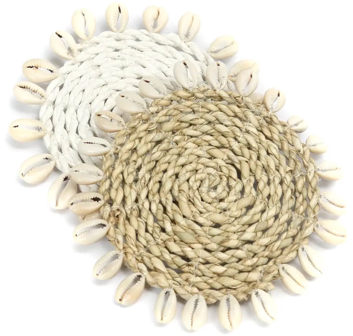 Bazar Bizar De Seagrass Shell Onderzetter - Wit - Set van 6