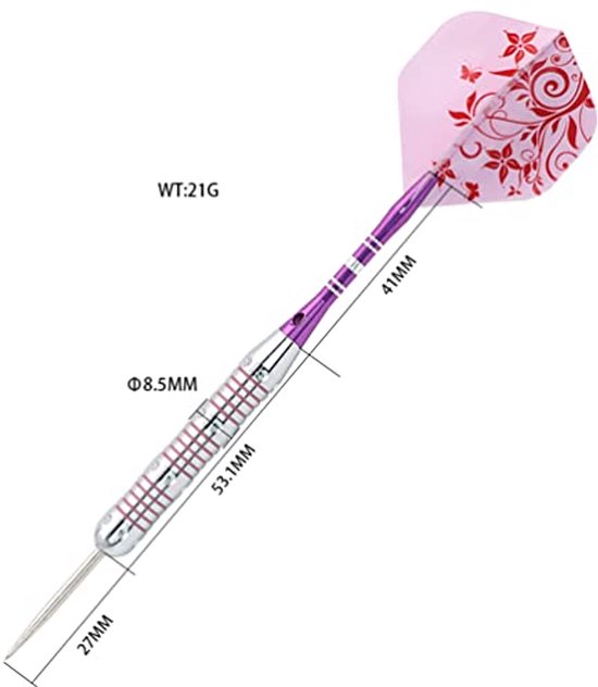 Roze Darts voor Dames 21 gram met Stalen Punt - Inclusief Aluminium Schachten van Merkloos — afbeelding 3