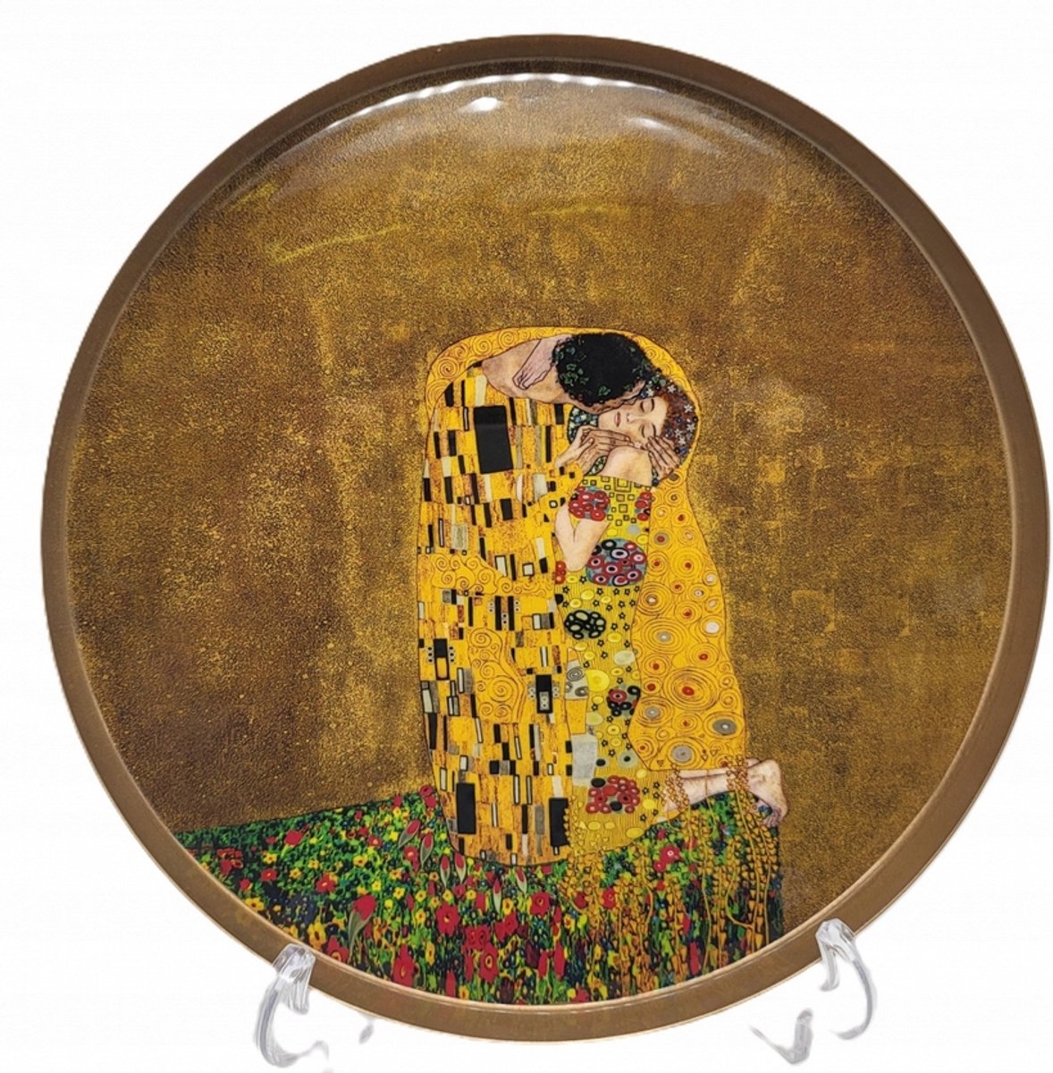 Gustav Klimt "De Kus" Metalen Schaal - Decoratieve Ronde Schotel