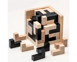 Houten 3D Breinbreker kubus Set – 54-delige Logische Puzzel Collectie – Houten Denkspellen & Brain Training – Ruimtelijk Inzicht & Logisch Denken – Cadeau voor Puzzelliefhebbers – Kerst, Verjaardag & Feestdagen - T