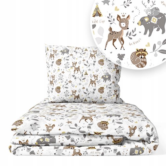 Bestlivings Kinderbeddengoed, 2-delig, 100 x 135 cm / 40 x 60 cm, 100% katoen, babybeddengoed met motief, beertjes, roze