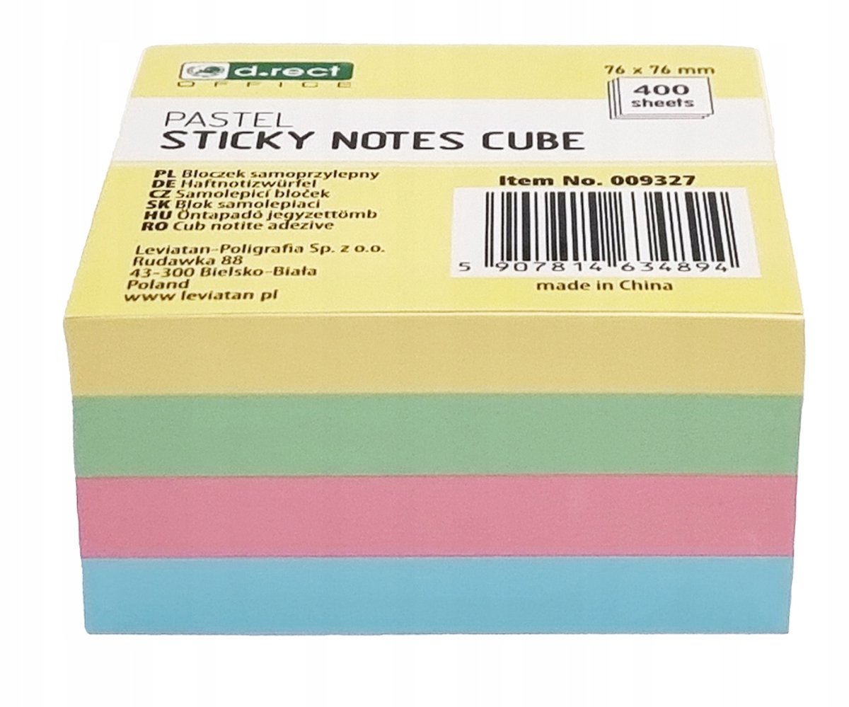 Bloczek zelfklevende notitieboekjes, 400 pastelkleurige geplakt