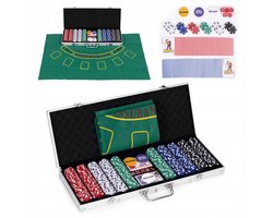 Complete poker- en blackjackset: 500 fiches, 2 kaartspellen, mat, dobbelstenen