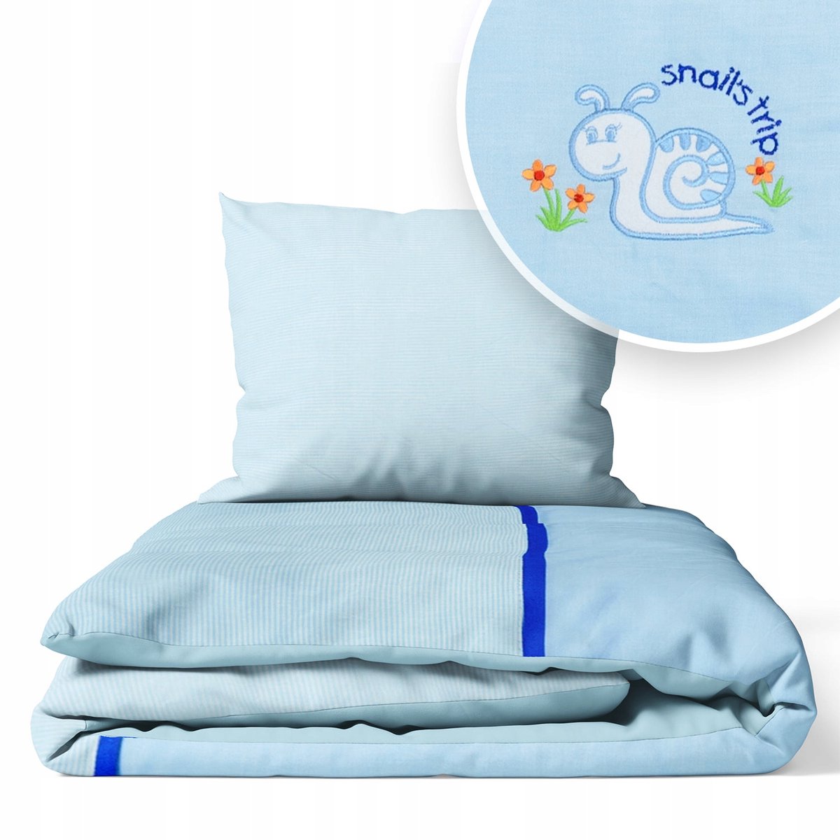 Kinderbeddengoed 120x90 cm, 2-delig, Blauwe Slak Applicatie