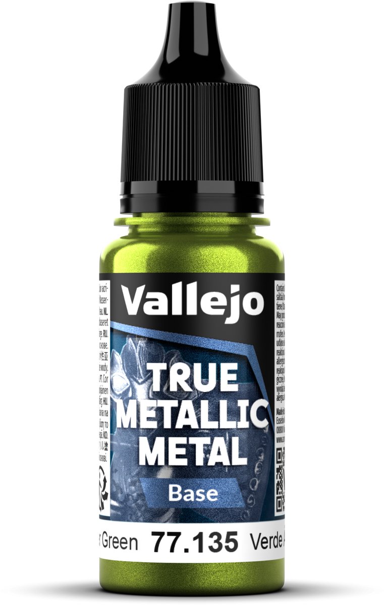 Vallejo Hobbyverf Acrylverf - 77135 True Metallic Metal - Base - Amber Groen - Acryl - Verf flesje - 1x 18 ml