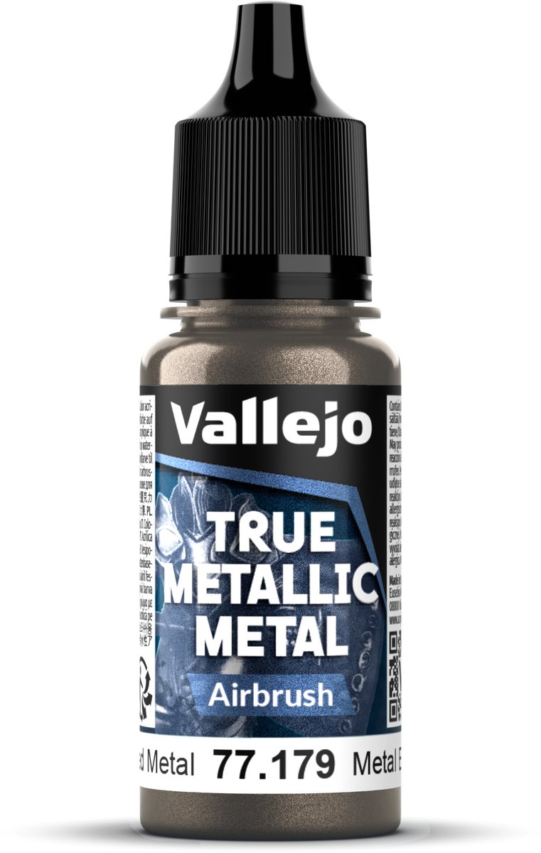 Vallejo Hobbyverf Acrylverf - 77179 True Metallic Metal - Airbrush - Verouderd Metaal - Acryl - Verf flesje - 1x 18 ml