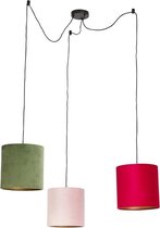 QAZQA cava - Klassieke Hanglamp met kap voor boven de eettafel | in eetkamer - 3 lichts - Ø 850 mm - Multicolor - Woonkamer | Slaapkamer | Keuken