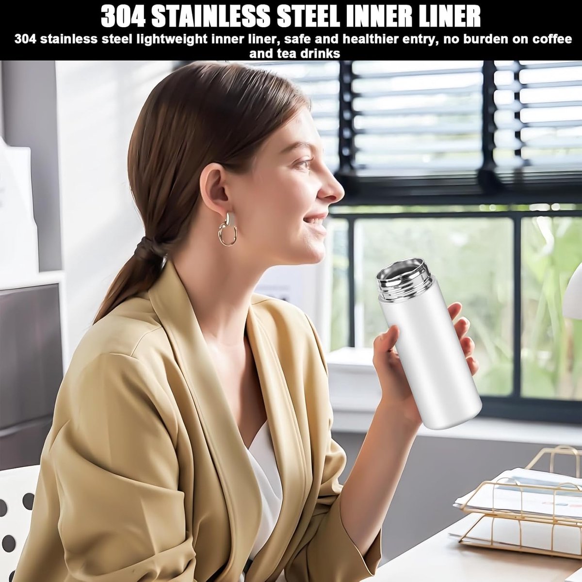 2 stuks Mini-thermosfles, roestvrij staal, 120 ml, dubbel geïsoleerde kleine drinkfles van roestvrij staal voor warme en koude dranken, perfect voor outdoor, werk, school, wandelen en onderweg — cadeau in Sport & Outdoor - foto 3