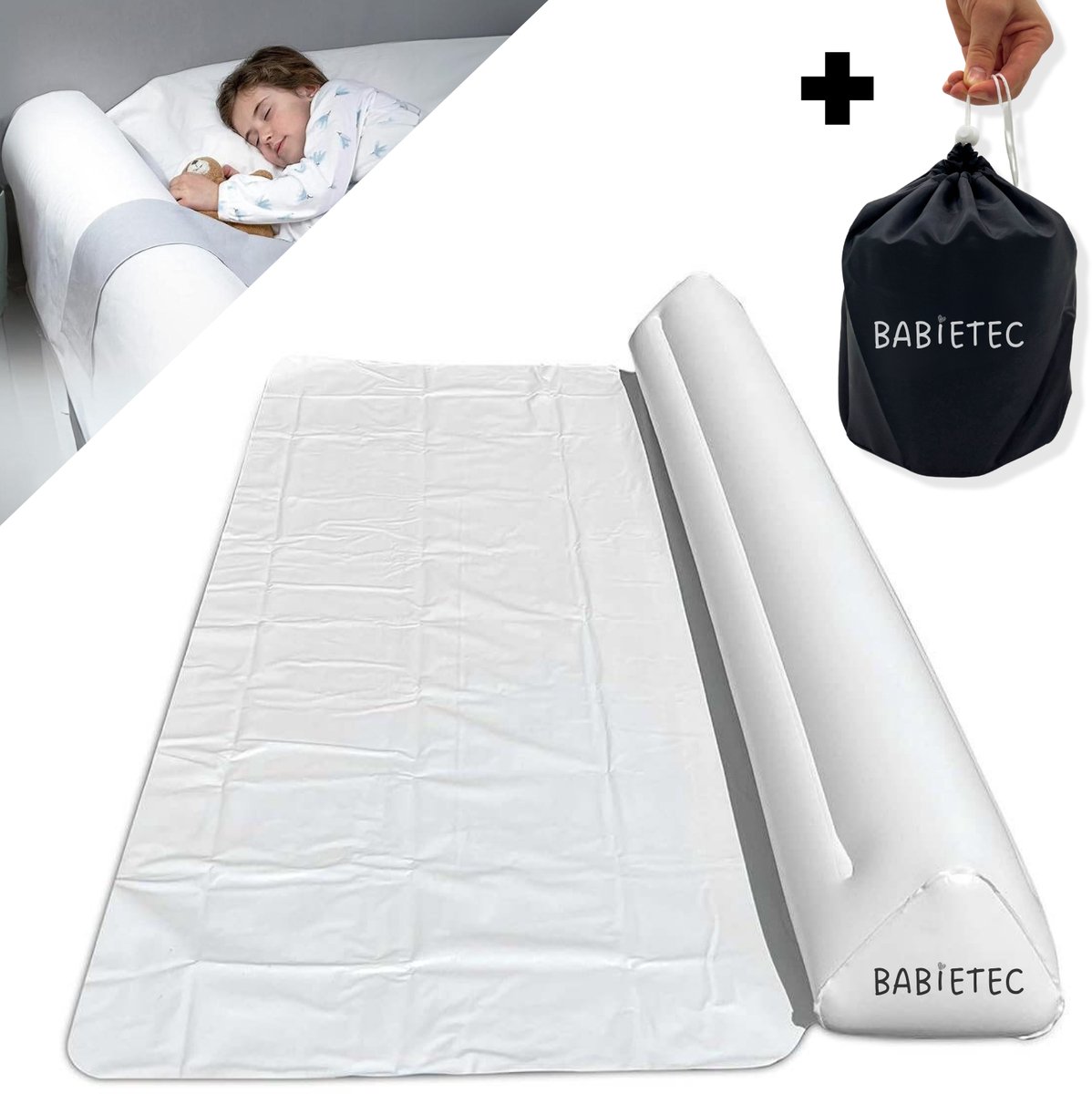 Gads Opblaasbare bedhekken voor peuters, 2 stuks, draagbaar, antislip, waterdicht, voor eenpersoonsbedden, dubbel, queensize en kingsize bedden