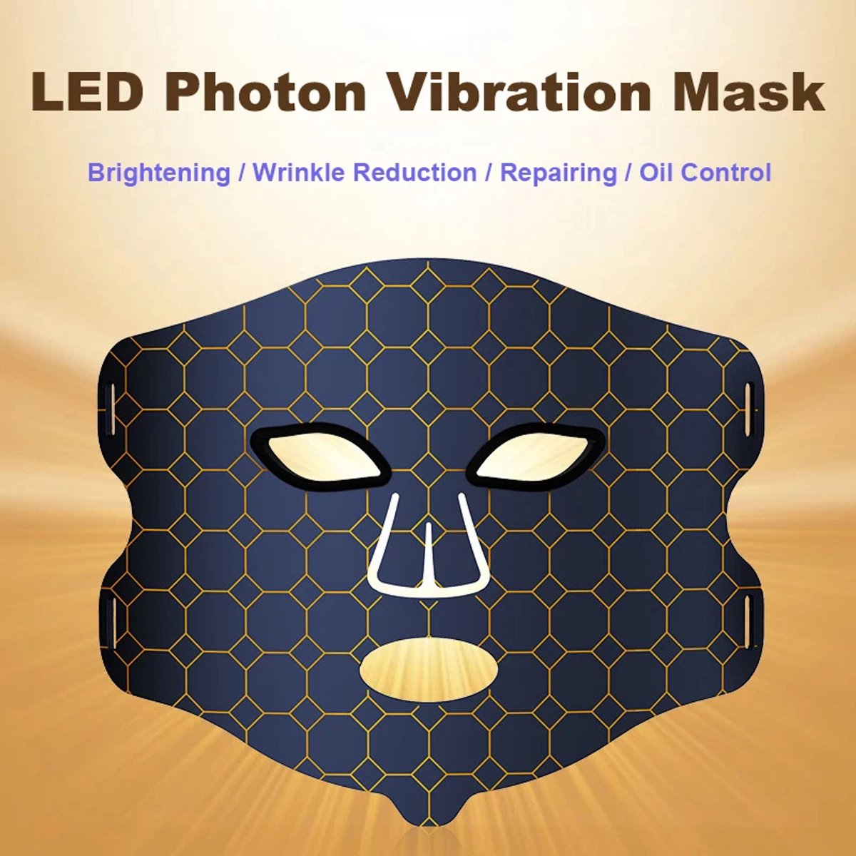 WizBay Premium Select® Infrared LED Light Therapy Mask – 220 LED Lampjes Actief – 450nm Blauw Licht, 660nm Rood Licht & 850nm Infrarood – Vibratiemassage – USB-C Oplaadbaar – Siliconen Gezichtsmasker