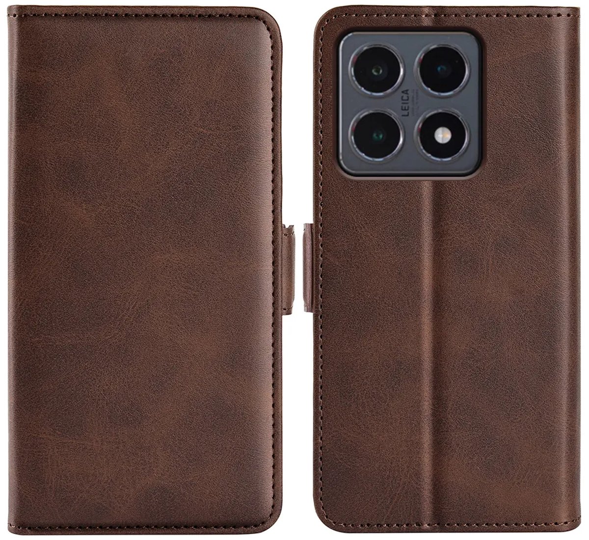 MobyDefend Hoesje - Geschikt voor Xiaomi 15T - Luxe Wallet Book Case (Sluiting Zijkant) - Bruin