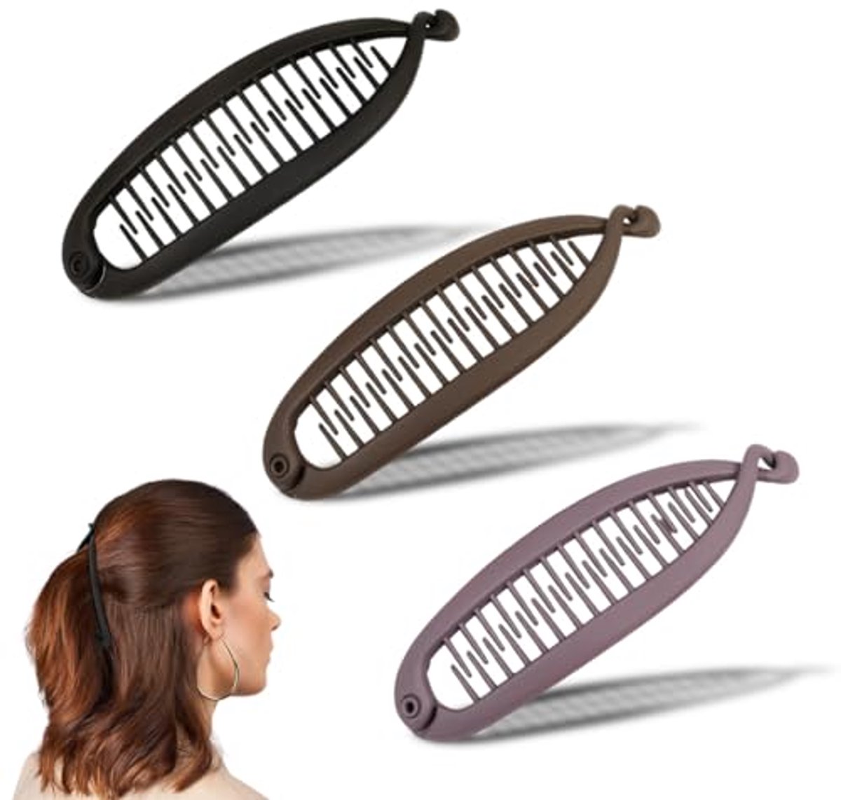 3 Stuks Banaan Haarclips voor Vrouwen - Elegant en Praktisch Haaraccessoire
