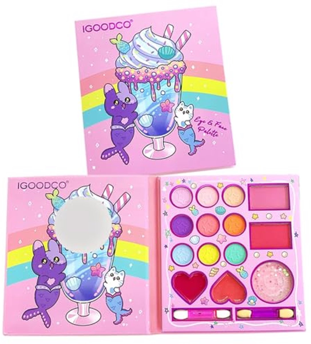 Schminkset voor Meisjes - Onschadelijke en Wasbare Kinder Make-Up Set - Halloween Make-Up en DIY Prinses Make-Up (14 kleuren)