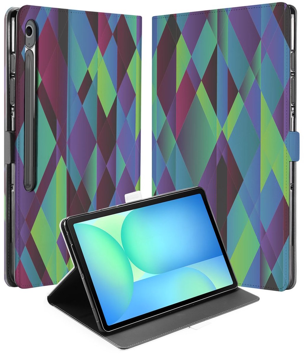 Book Case Hoesje met Standaard Abstract Green Blue Samsung Galaxy Tab S10 FE Plus
