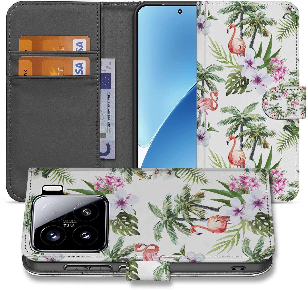Xiaomi 15 Telefoonhoesje met Pasjes Flamingo Palms