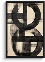 Poster in lijst - Fotolijst 40x60 cm - Posters - Cirkels - Balken - Zwart - Abstract - Posterlijst zwart - Decoratie - Wanddecoratie woonkamer - Muurdecoratie slaapkamer
