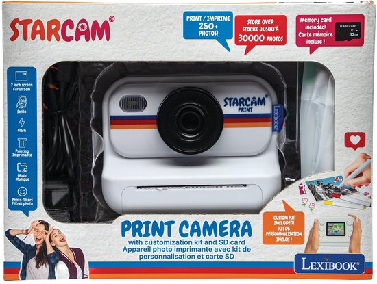 Starcam® afdruk, instantprintercamera met 1,3M sensor, SD-kaart en fotopersonalisatieset