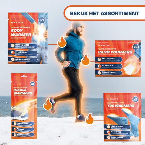 Bramble – 80 Handwarmers, Zak & Handschoen Warmers voor Fietsen, Wandelen, Voetbal Toeschouwers - 8 uur warmte