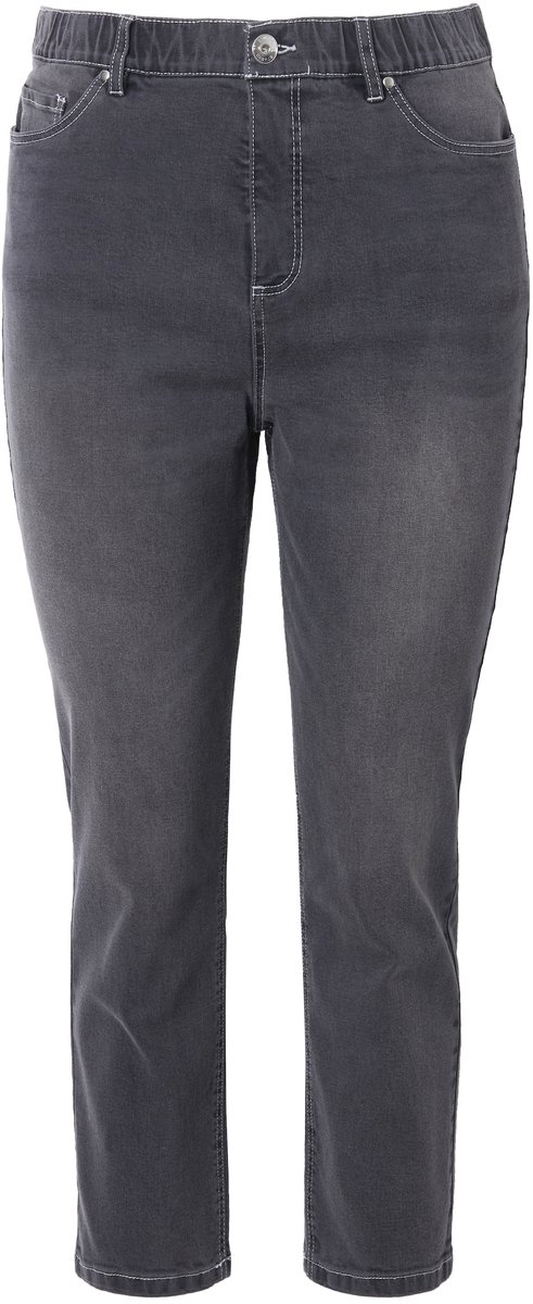 Studio Untold - Dames - Mom jeans wide straight legs witte naden 5-pocket - Donkergrijs denim - Maat 44