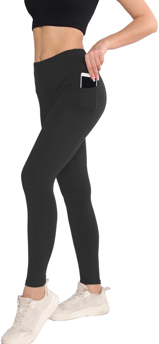 Gloovon® - yoga legging dames - Gym Revolution - Sportlegging dames - Push up - Shape legging - Sportlegging dames high waist - Zwart Maat L
