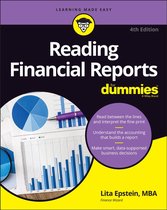 Boek "Reading Financial Reports for Dummies", 4e editie, met grafieken en diagrammen, en tekst over leren, lezen en beslissen.