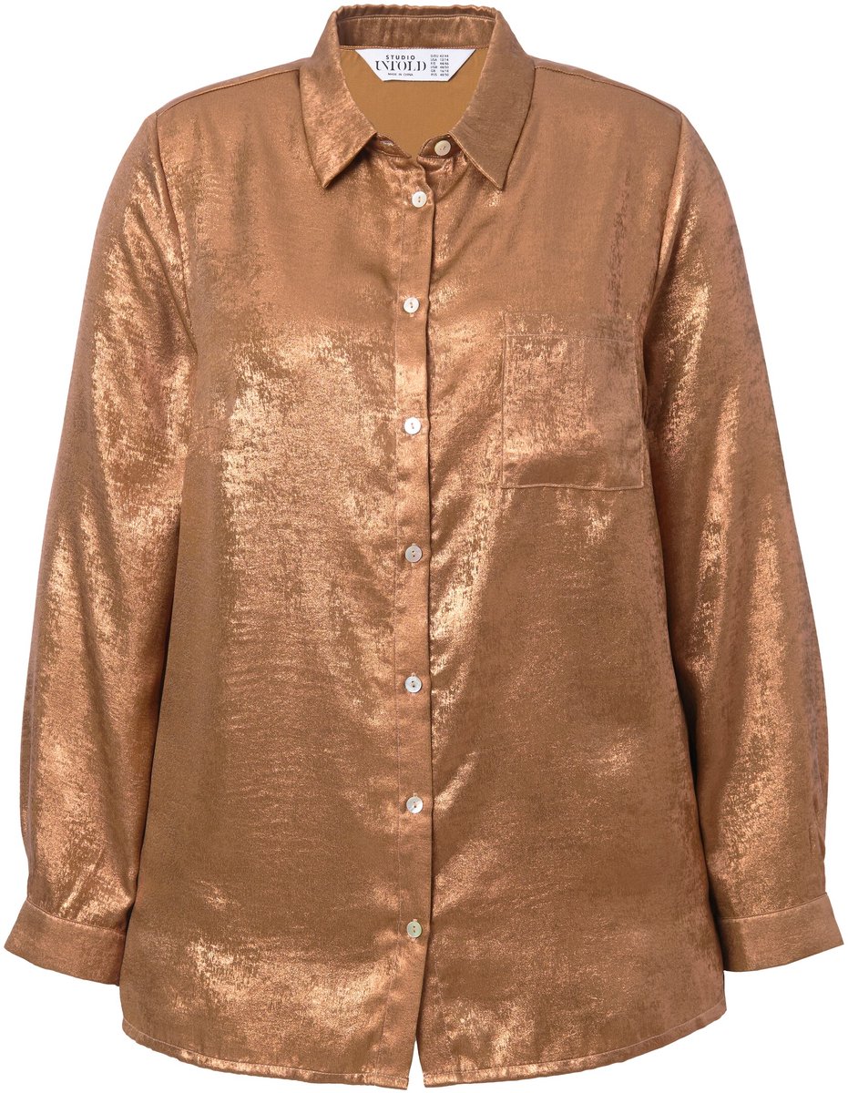 Studio Untold - Dames - Overhemdblouse boxy model copper coating - Koper - Maat 50+
