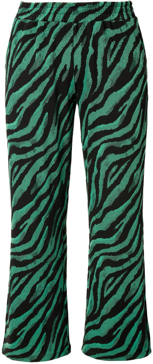 MIAMODA - Dames - Broek gekleurd zebramotief elastische tailleband. - Groen - Maat 54