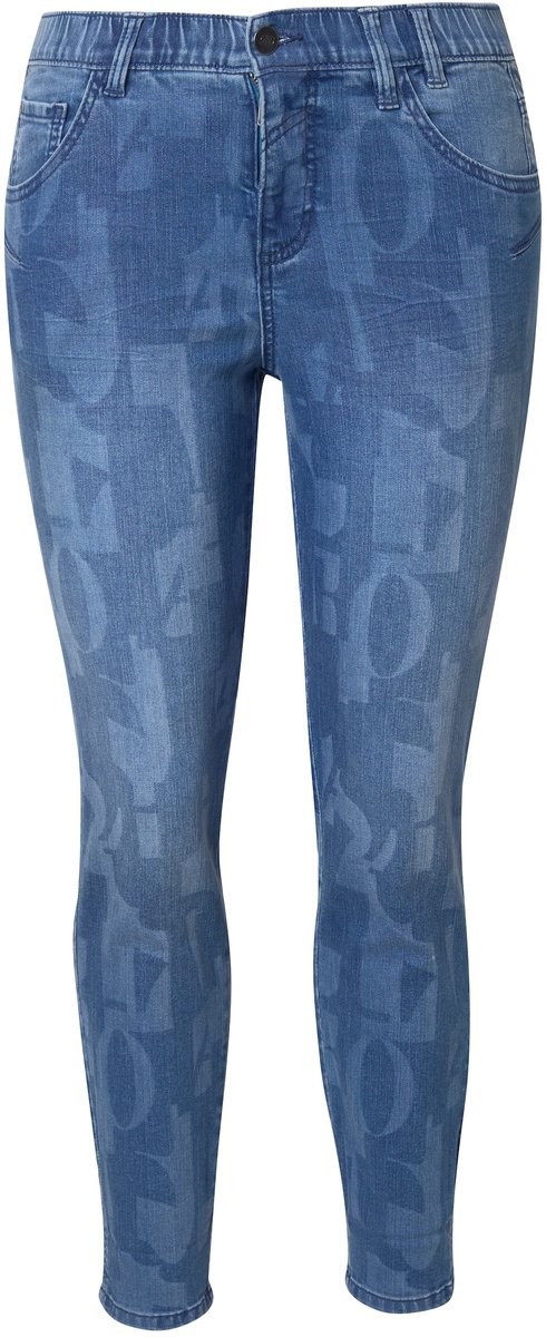 Laurasøn - Dames - Slim jeans laserprint 5-pocket - Blauw denim - Maat 54