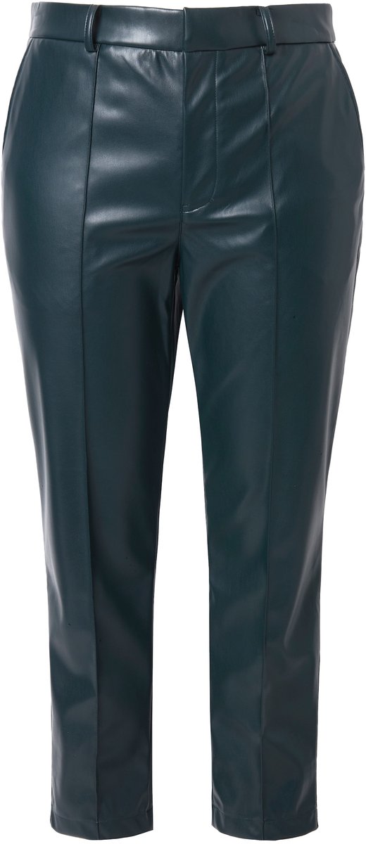 Studio Untold - Dames - Broek van imitatieleer mom-shape bies - Middernacht groen - Maat 46