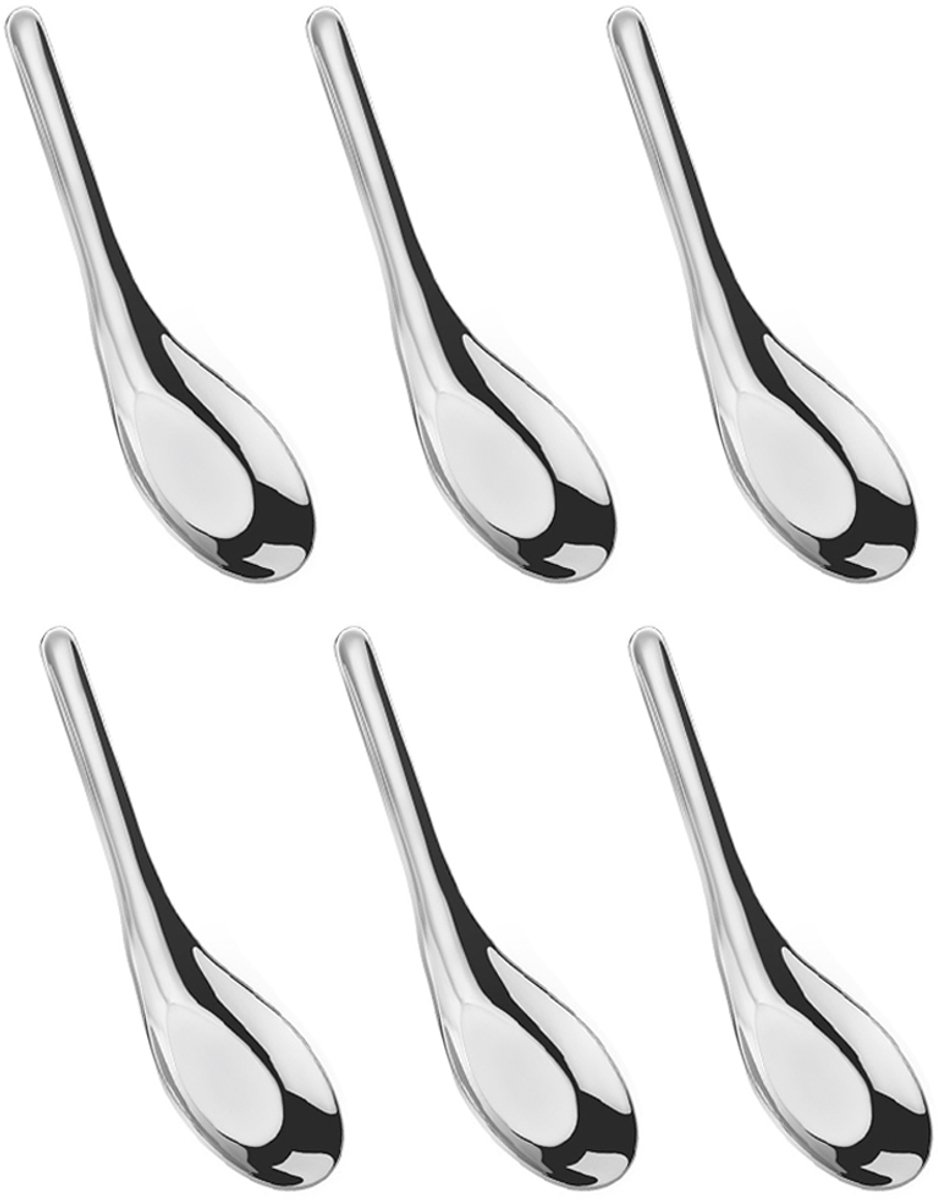 longziming -Set van 6 Roestvrijstalen Soeplepels – Spiegelgepolijst, Ideaal voor Soep, Bouillon, Dessert en Ontbijtgranen