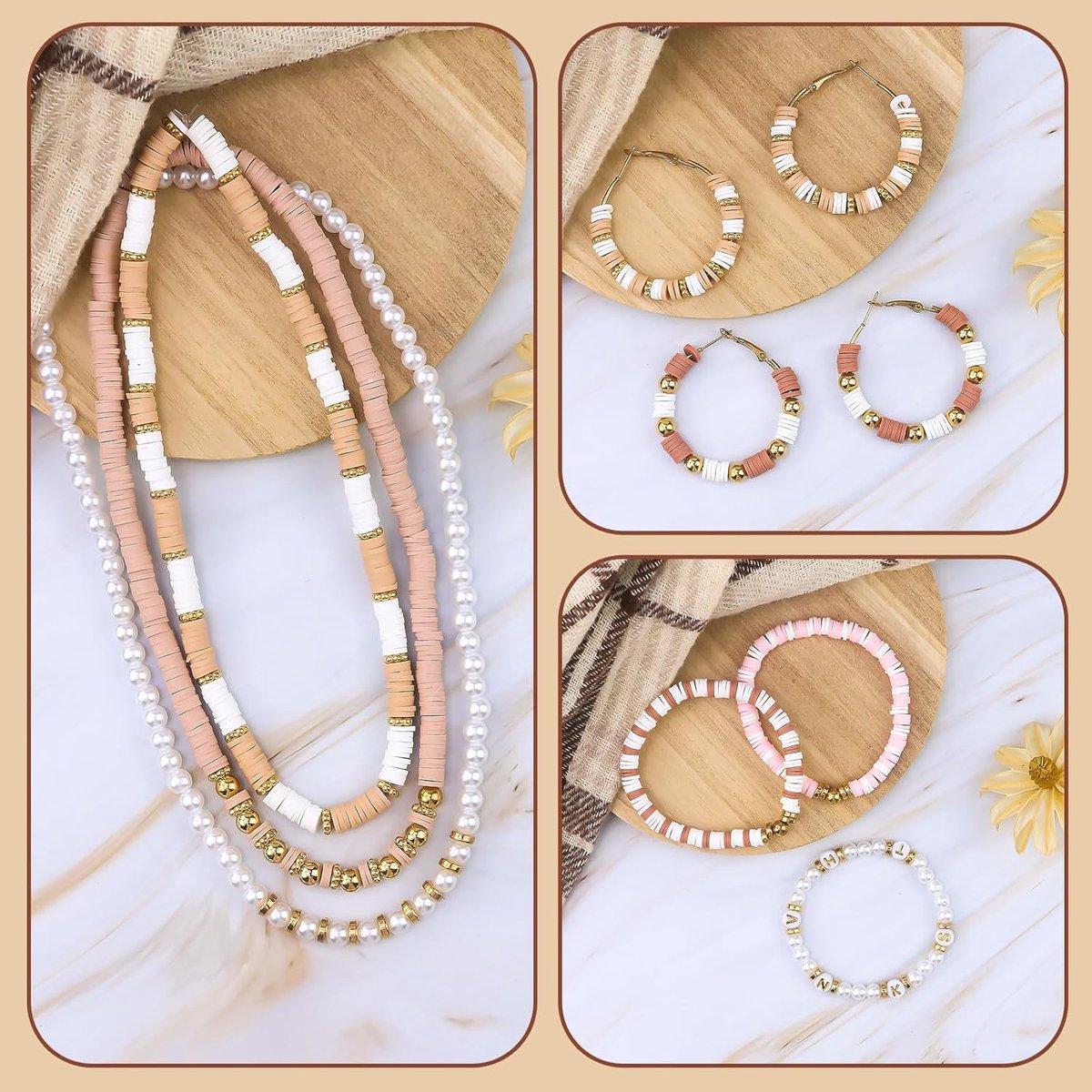 Vitdipy - Kralenset - 2370 delig - Polymeer Kralen Set - 7 kleuren - Platte Kralen - Bedels - Letterkralen - DIY Sieraden Maken - Armbandjes Maken — afbeelding 4