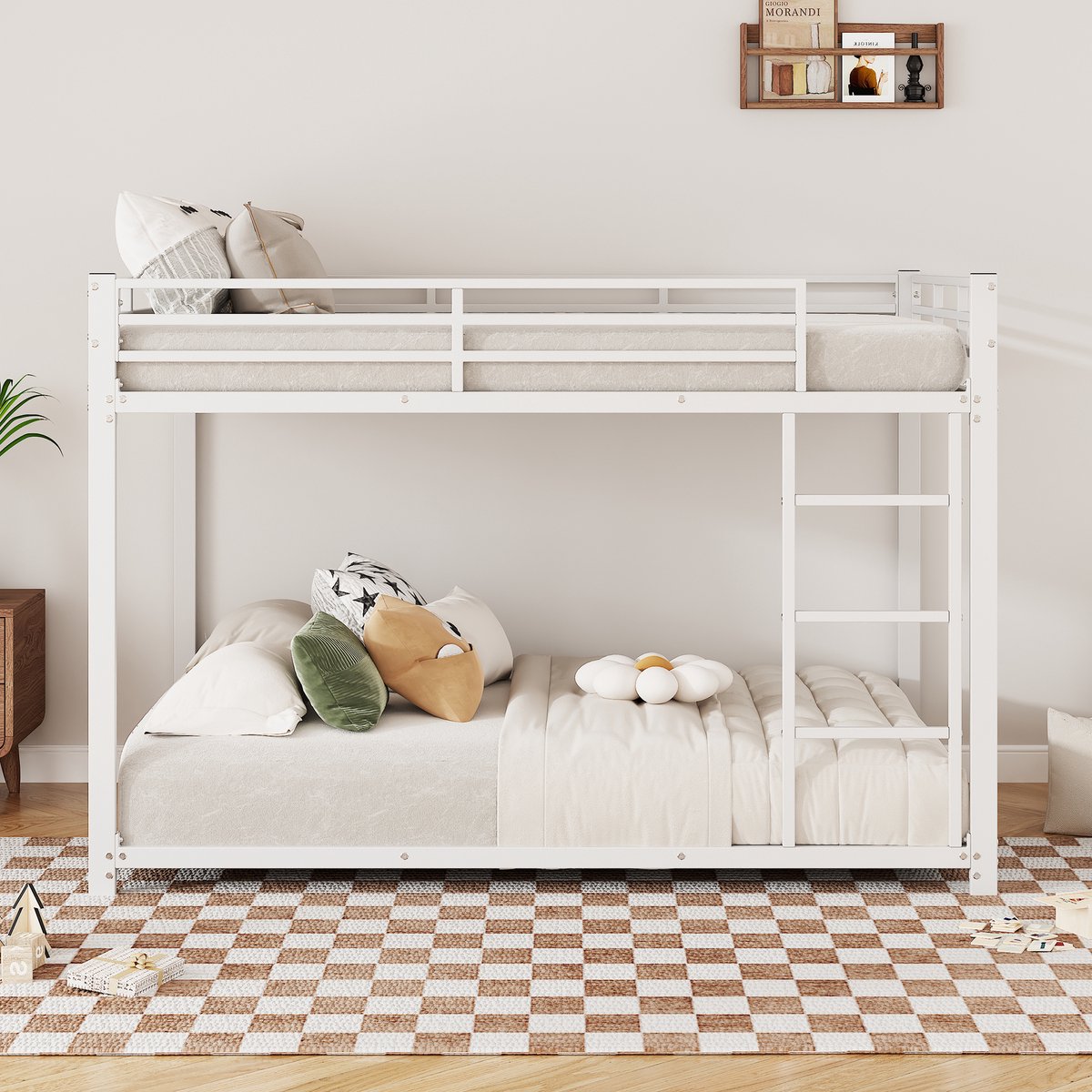 140*200 kinderbedden - stapelbedden - ijzeren bedden - ijzeren stapelbedden in klassieke vorm - wit