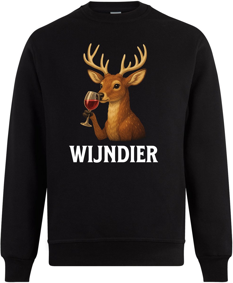 Wijndier Kersttrui - Dames Heren - Unisex - Kerst Cadeau - Wijn - Grappig - Foute Kersttrui - Maat M