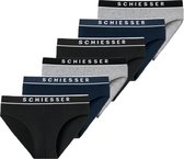 Schiesser 6-pack heren slips - zwart/grijs/donkerblauw
