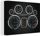 Canvas Schilderij Illustratie van de snelheidsmeters in het dashboard van een sportauto - 40x30 cm - Wanddecoratie
