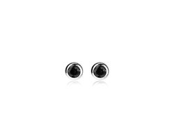 Zinzi zilveren oorknoppen rond 4mm zwart ZIO1177Z