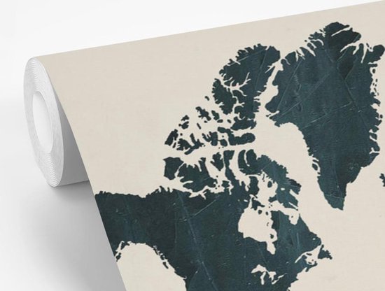 Wereldkaart de pierre bleu foncé avec rainures sur fond rose 330x220 cm