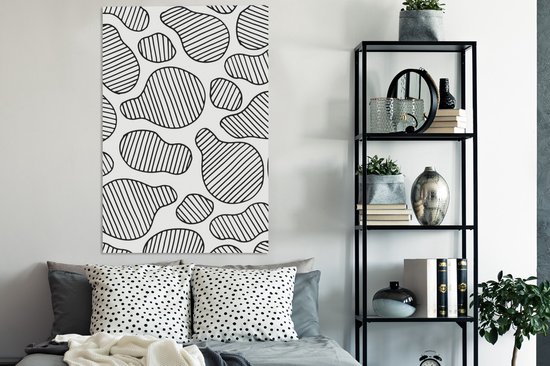 Motif taches à rayures noir et blanc 80x120 cm - Tirage photo sur toile (Décoration murale salon / chambre)